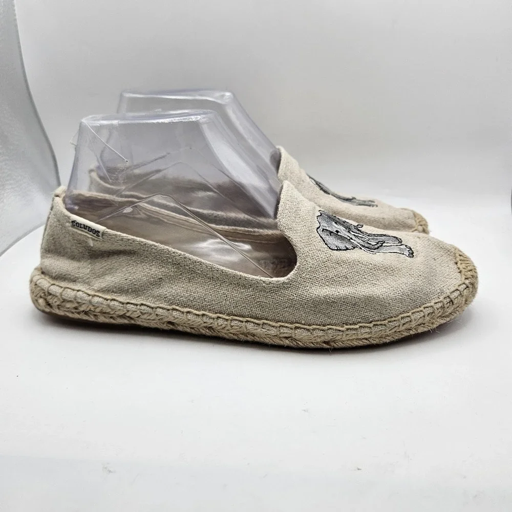 Soludos Womens Elephant Canvas Espadrilles Flats Shoes Beachy Vacation Sz 8